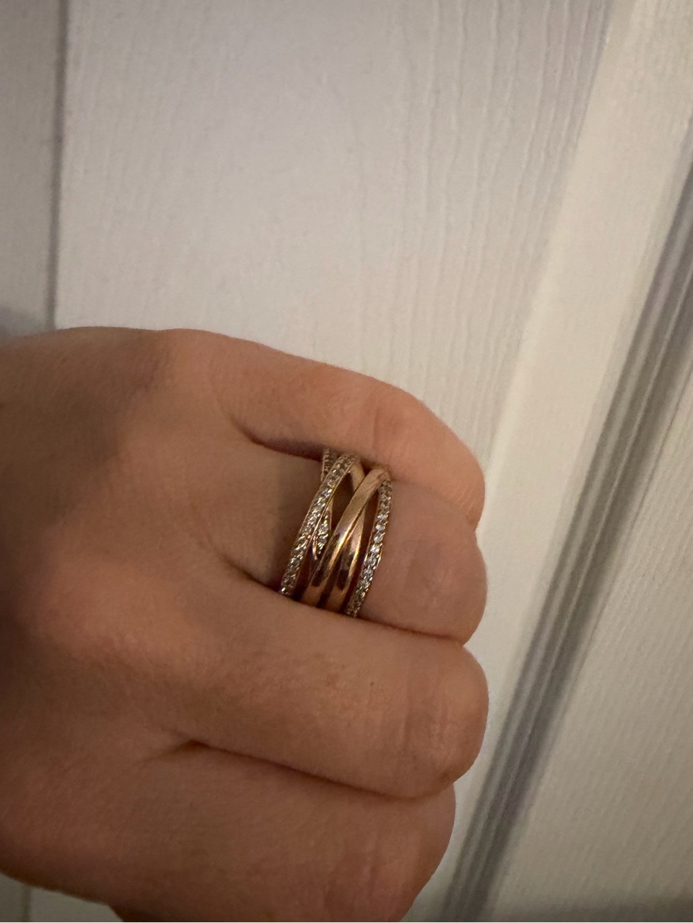 Pandora Elegant Rose Gold Multi-Band Ring with Pavé Accents